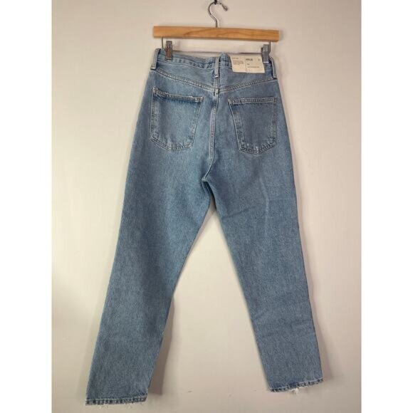 NWT AGOLDE Fen High Rise Relaxed Taper Jean Wander Distressed Blue Size: 27 - Picture 8 of 9